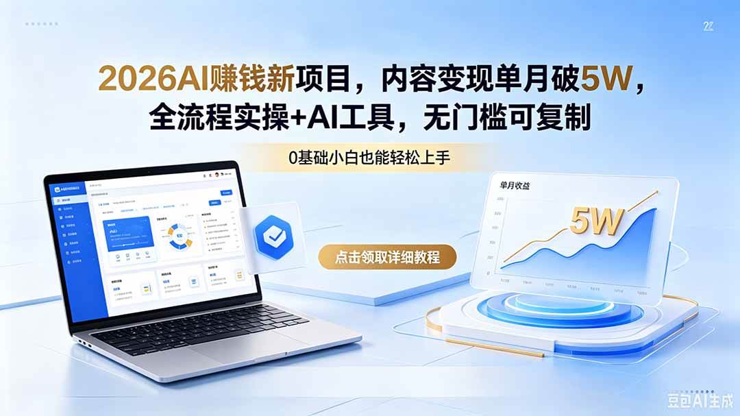 （18476期）2026AI赚钱新项目，内容变现单月破5W，全流程实操+AI工具，无门槛可复制-优优云网创