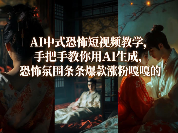 AI中式恐怖短视频教学，手把手教你用AI生成，恐怖氛围条条爆款涨粉嘎嘎的-优优云网创