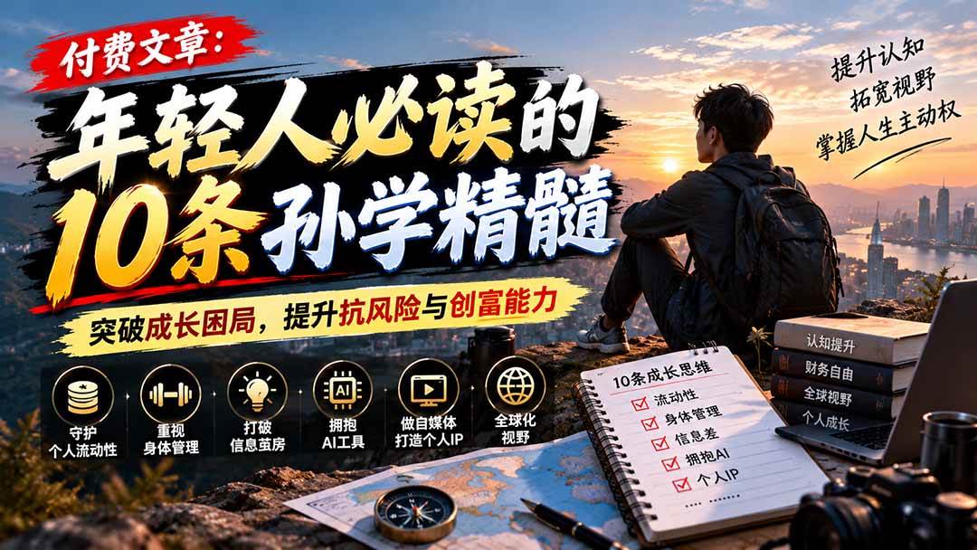 (21112期)付费文章:年轻人必读的10条孙学精髓,突破成长困局,提升抗风险与创富能力 (21112期)付费文章:年轻人必读的10条孙学精髓,突破成长困局,提升抗风险与创富能力