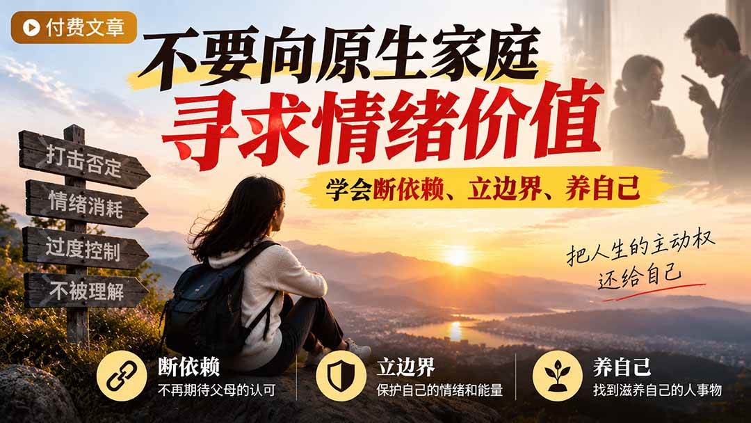 （21132期）付费文章：不要向原生家庭寻求情绪价值，学会断依赖、立边界、养自己-优优云网创