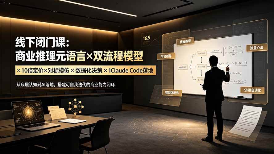 (19381期)线下闭门课:商业推理元语言×双流程模型×10倍定价×对标模仿×数据化决策×Claude Code落地,击穿认知盲区-优优云网创
