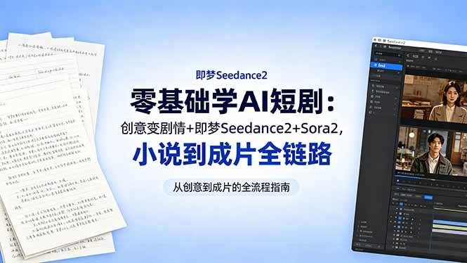 （18537期）零基础学AI短剧：创意变剧情+即梦Seedance2+Sora2，小说到成片全链路-优优云网创
