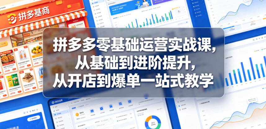 拼多多零基础运营实战课，从基础到进阶提升，从开店到爆单一站式教学-优优云网创