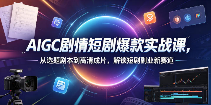 AIGC剧情短剧爆款实战课，从选题剧本到高清成片，解锁短剧副业新赛道-优优云网创