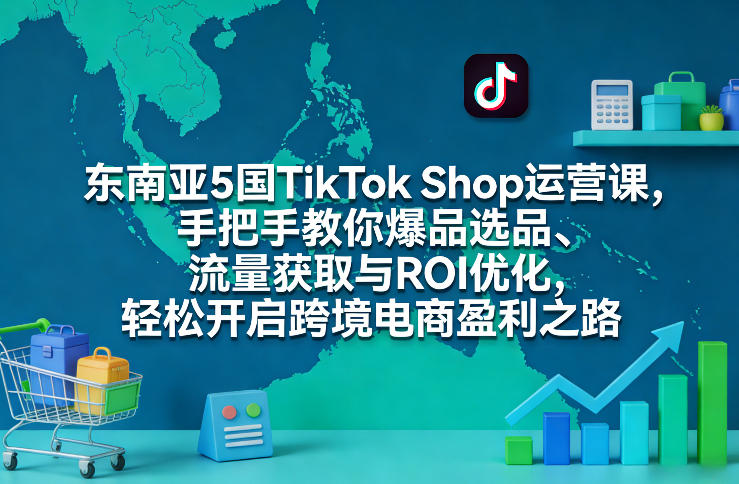 东南亚5国TikTok Shop运营课，手把手教你爆品选品、流量获取与ROI优化，轻松开启跨境电商盈利之路-优优云网创