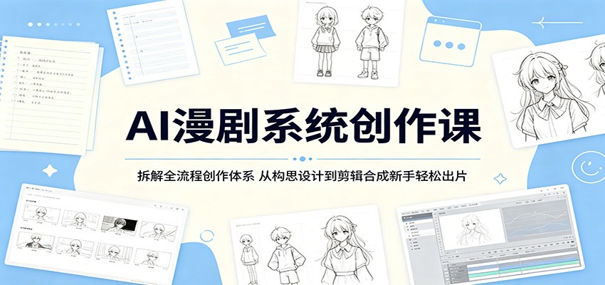 AI漫剧系统创作课：拆解全流程创作体系，从构思设计到剪辑合成新手轻松出片-优优云网创