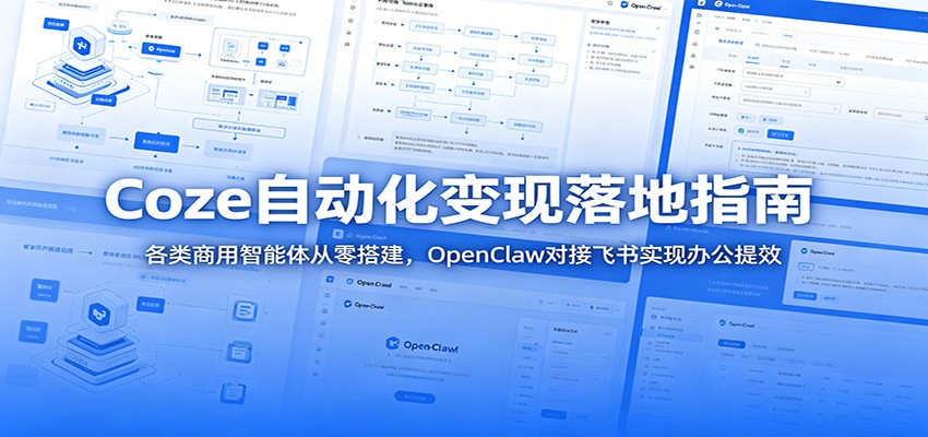 Coze自动化变现落地指南：各类商用智能体从零搭建，OpenClaw对接飞书实现办公提效-优优云网创
