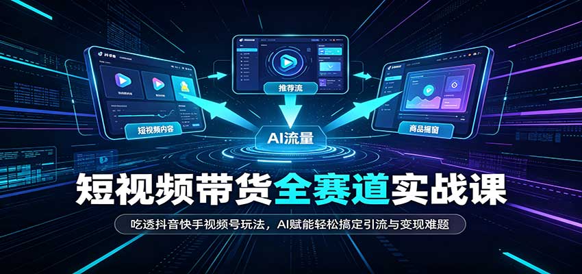 短视频带货全赛道:吃透抖音快手视频号玩法,AI赋能轻松搞定引流与变现难题-优优云网创