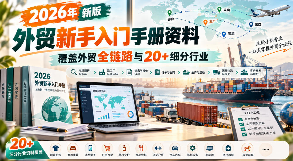 2026年新版外贸新手入门手册资料，覆盖外贸全链路与20+细分行业-优优云网创