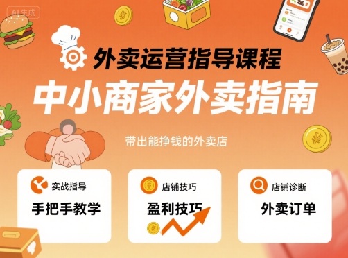 外卖运营指导课程，中小商家外卖指南，手把手带出能挣钱的外卖店-优优云网创