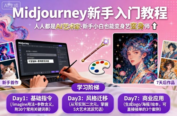 midjourney新手入门教程：人人都是AI艺术家，新手小白也能变身艺术大师-优优云网创