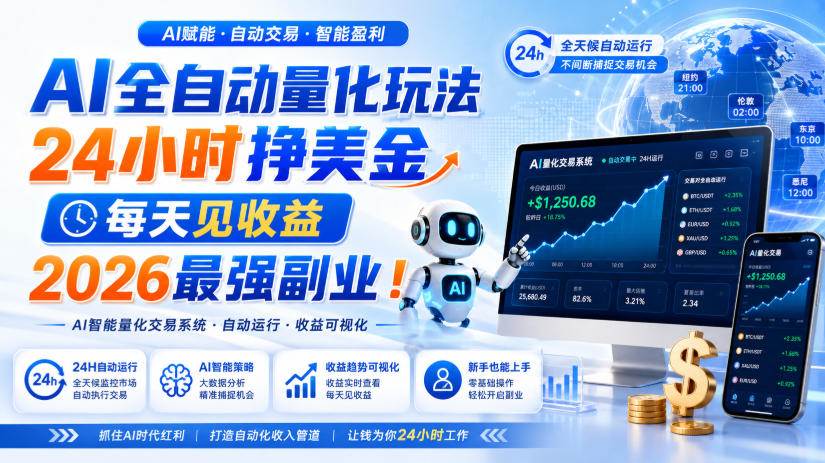 （19899期）AI量化全自动操作挣美金，矩阵可日入1000+，适合普通人的副业！-优优云网创