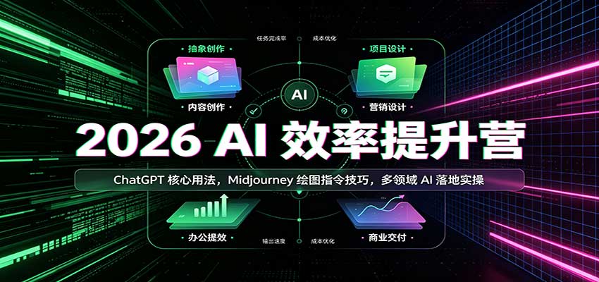 2026 AI效率提升营:ChatGPT核心用法,Midjourney绘图指令技巧,多领域AI落地实操-优优云网创