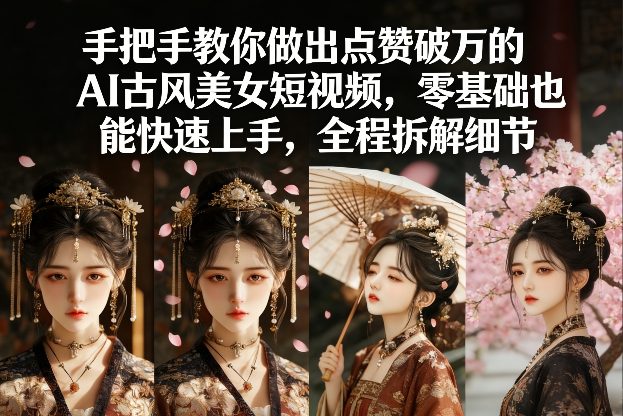 手把手教你做出点赞破万的AI古风美女短视频，零基础也能快速上手，全程拆解细节-优优云网创
