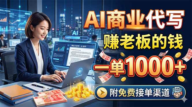 （18444期）AI商业代写，赚老板的钱，一单1000+，附免费接单渠道-优优云网创