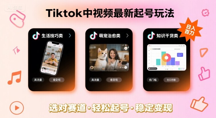 Tiktok中视频最新起号玩法，想要日入百刀，做好这几个赛道就可以了-优优云网创