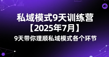 私域模式9天训练营【2025年7月】9天带你理顺私域模式各个环节-优优云网创