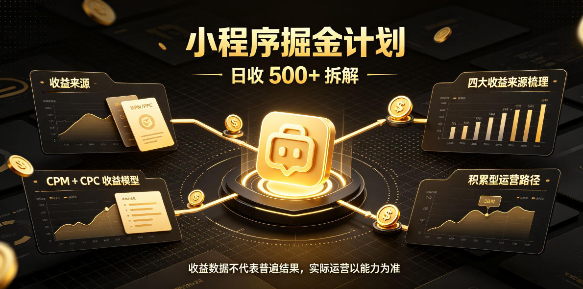 小程序推广计划，日收500+，腾讯官方打款，客户留存率高，收益长期稳定【揭秘】-优优云网创