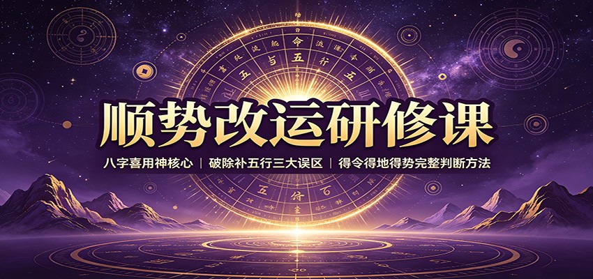 顺势改运研修课：八字喜用神核心，破除补五行三大误区，得令得地得势完整判断方法-优优云网创