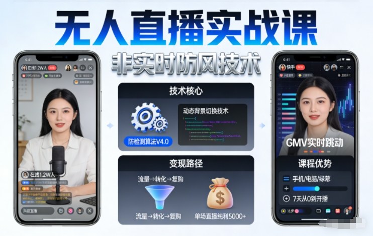宝子哥无人直播实战课，非实时防风技术，聚焦抖音快手等平台直播带货，轻松开启直播变现之路（更新2026年08月06日）-优优云网创