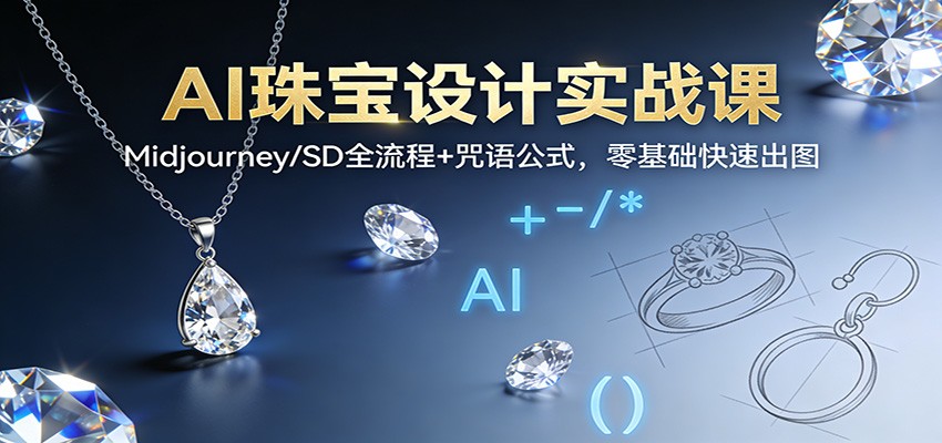 AI珠宝设计实战课：Midjourney/SD全流程+咒语公式，零基础快速出图-优优云网创
