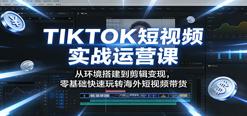 TIKTOK短视频实战运营课：从环境搭建到剪辑变现，零基础快速玩转海外短视频带货-优优云网创