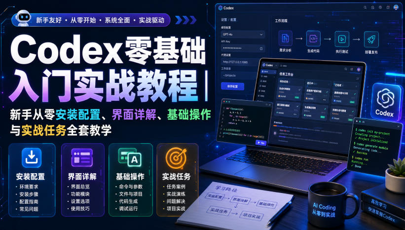 Codex零基础入门实战教程｜新手从零安装配置、界面详解、基础操作与实战任务全套教学-优优云网创