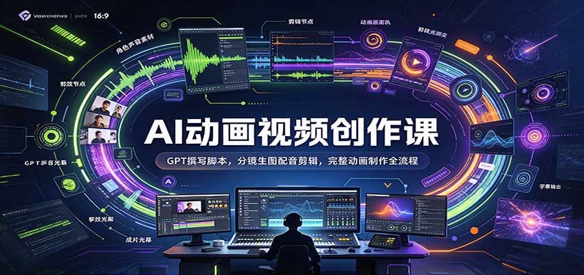 AI动画视频创作课:GPT撰写脚本,分镜生图配音剪辑,完整动画制作全流程-优优云网创