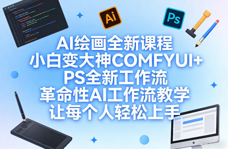 AI绘画全新课程，小白变大神COMFYUI+PS全新工作流，革命性AI工作流教学，让每个人轻松上手-优优云网创