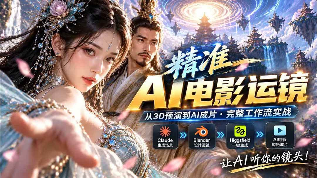 （20503期）AI视频终于能精准运镜了！Claude + Blender + Higgsfield 免费插件实测-优优云网创