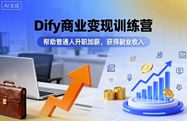 Dify商业变现训练营,帮助普通人升职加薪,获得副业收入-优优云网创