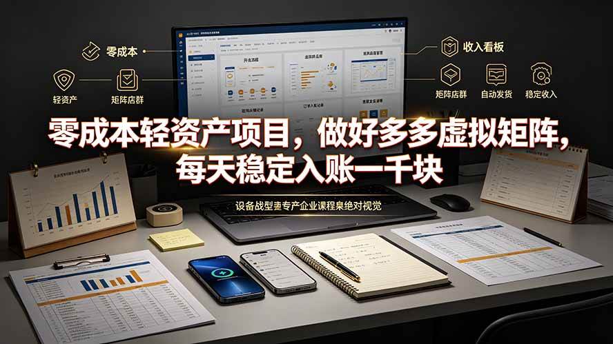 （19522期）零成本轻资产项目，做好多多虚拟矩阵，每天稳定入账一千块-优优云网创