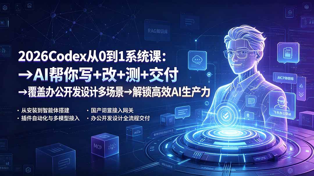 (19461期)2026Codex从0到1系统课:→AI帮你写+改+测+交付→覆盖办公开发设计多场景→解锁高效AI生产力-优优云网创