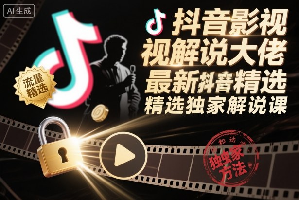 抖音影视解说大佬最新抖音进精选和独家方法，精选独家解说课（更新26年3月）-优优云网创