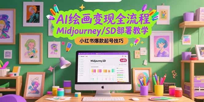 (15324期)AI绘画变现全流程,Midjourney/SD部署教学,小红书爆款起号技巧-优优云网创