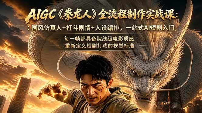 （18849期）AIGC《豢龙人》全流程制作实战课：国风仿真人+打斗剧情+人设编排，一站式AI短剧入门-优优云网创