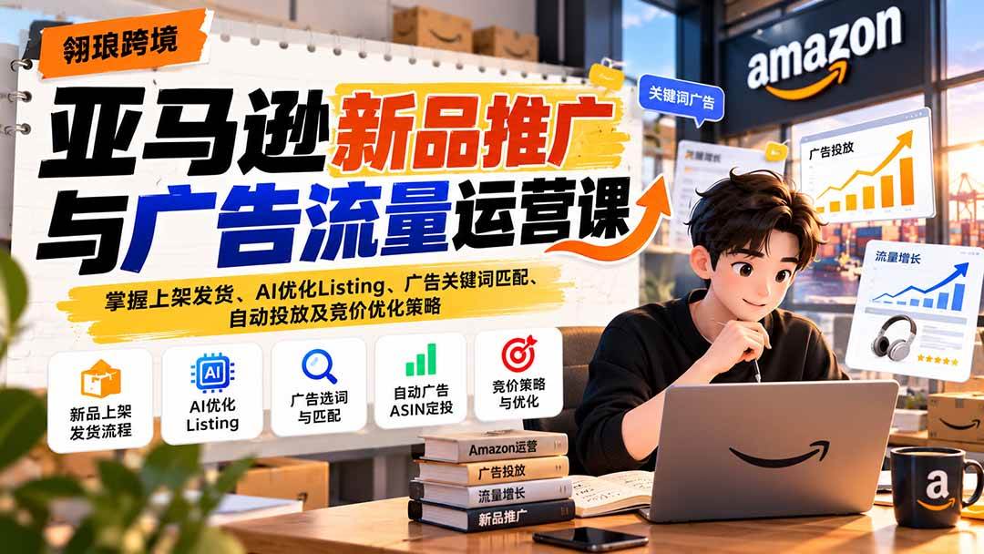（21036期）亚马逊新品推广与广告流量运营课：掌握上架发货、AI优化Listing、广告关键词匹配、自动投放及竞价优化策略-优优云网创