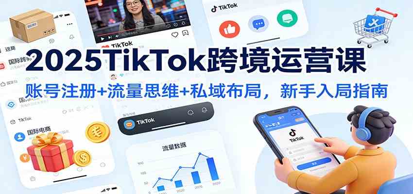 2025TikTok跨境运营课：账号注册+流量思维+私域布局，新手入局指南-优优云网创