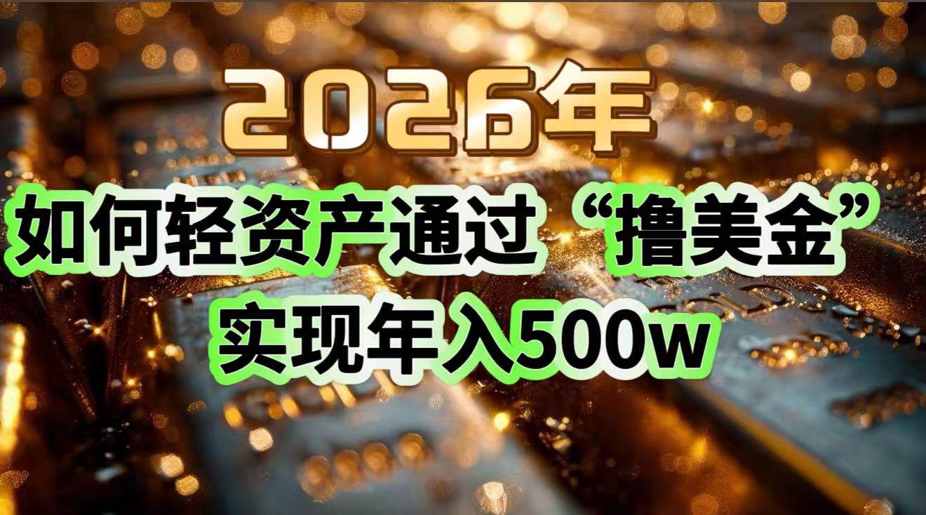 （17033期）2026年如何轻资产通过“撸美金”实现年入500w-优优云网创