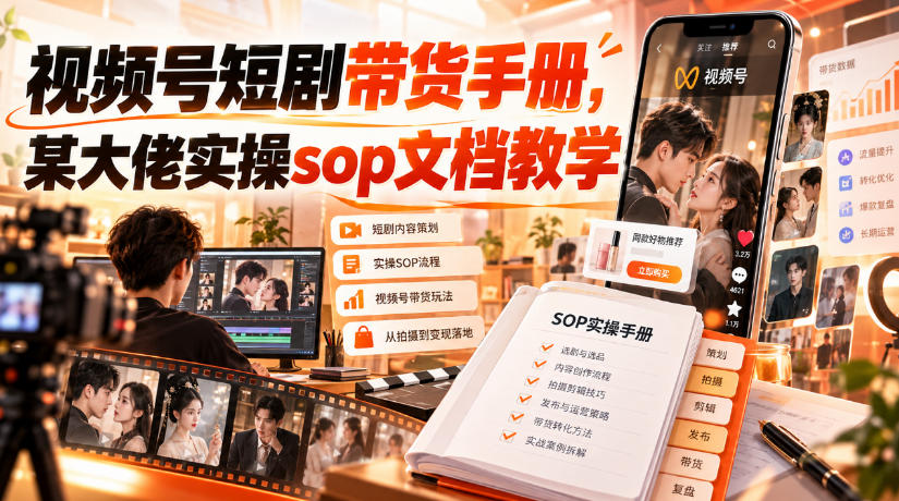 视频号短剧带货手册，某大佬实操sop文档教学-优优云网创
