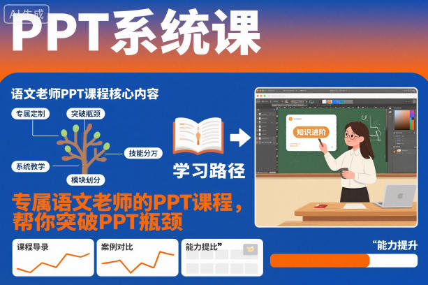 PPT系统课，专属语文老师的PPT课程，帮你突破PPT瓶颈-优优云网创