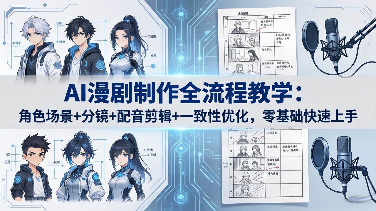 （18090期）AI漫剧制作全流程教学：角色场景+分镜+配音剪辑+一致性优化，零基础快速上手-优优云网创