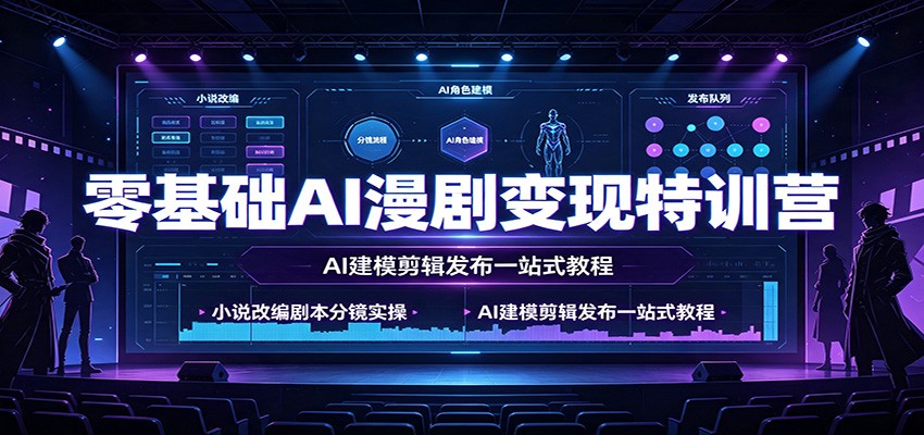 零基础AI漫剧变现特训营：小说改编剧本分镜实操，AI建模剪辑发布一站式教程-优优云网创