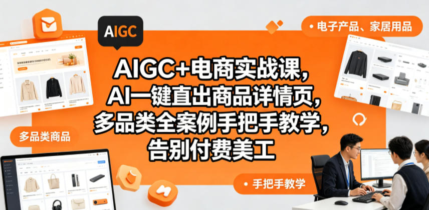 AIGC+电商实战课，AI一键直出商品详情页，多品类全案例手把手教学，告别付费美工（更新0820）-优优云网创
