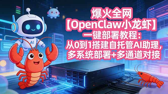 （17612期）爆火全网【OpenClaw 小龙虾】一键部署教程：从0到1搭建自托管AI助理，多系统部署+多通道对接-优优云网创