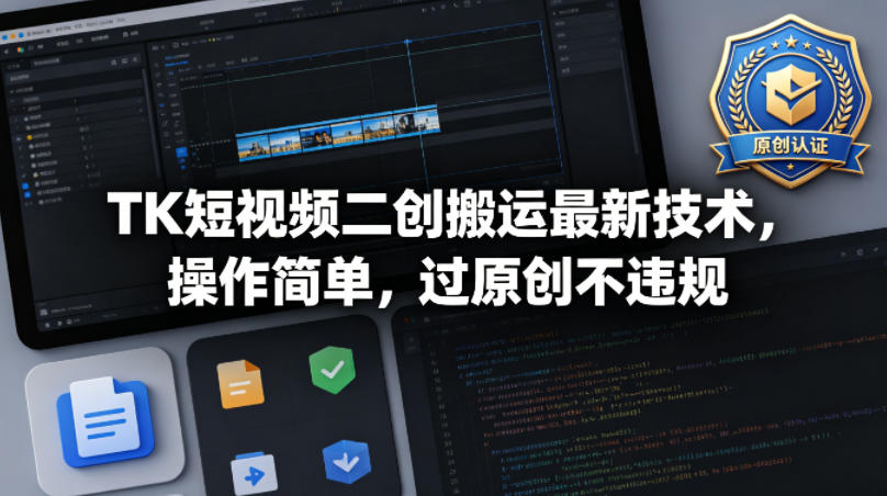 TK短视频二创搬运最新技术，操作简单，过原创不违规-优优云网创