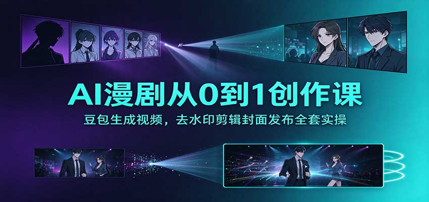 AI漫剧从0到1创作课：豆包生成视频，去水印剪辑封面发布全套实操-优优云网创