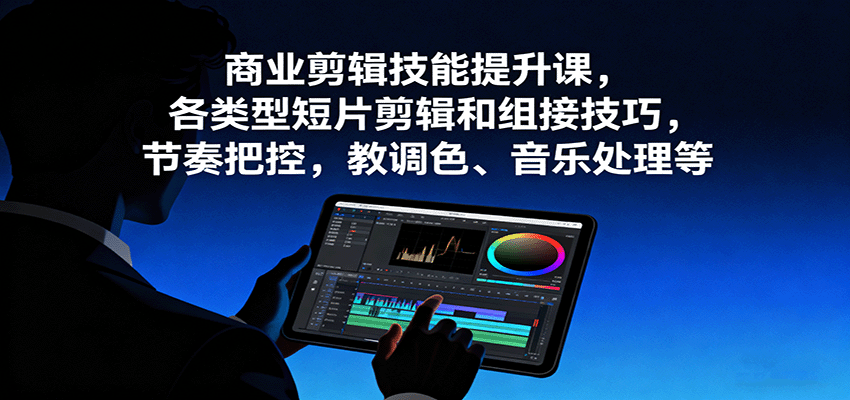 商业剪辑技能提升课，各类型短片剪辑和组接技巧，节奏把控，教调色、音乐处理等-优优云网创