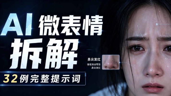 AI微表情拆解提示词合集，精准调控AI角色表情，可直接复用，0基础也能调出影视级表情变化-优优云网创