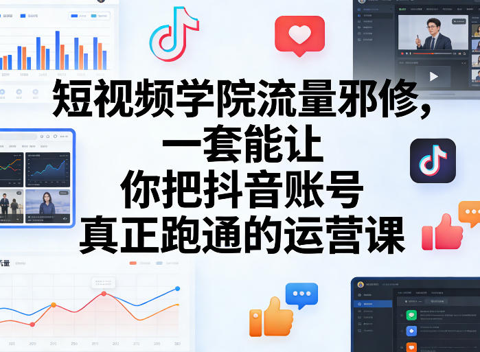 短视频学院流量邪修，一套能让你把抖音账号真正跑通的运营课-优优云网创